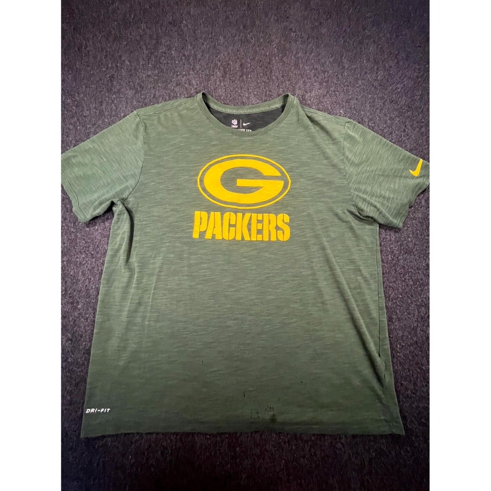 Green Bay Packers T Shirt Mens‎ XL Green Nike Football NFL Dri Fit Team Apparel